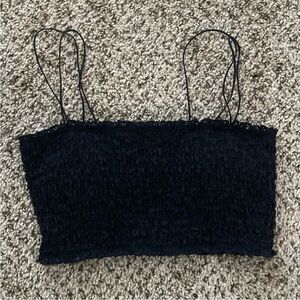 New Hollister Gilly Hicks Smocked Bra Bralette Cropped Top Black Size XS